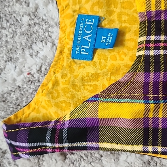 4 for $28 - The Children's Place Girls 3T Yellow & Purple Plaid Dress - Picture 5 of 6